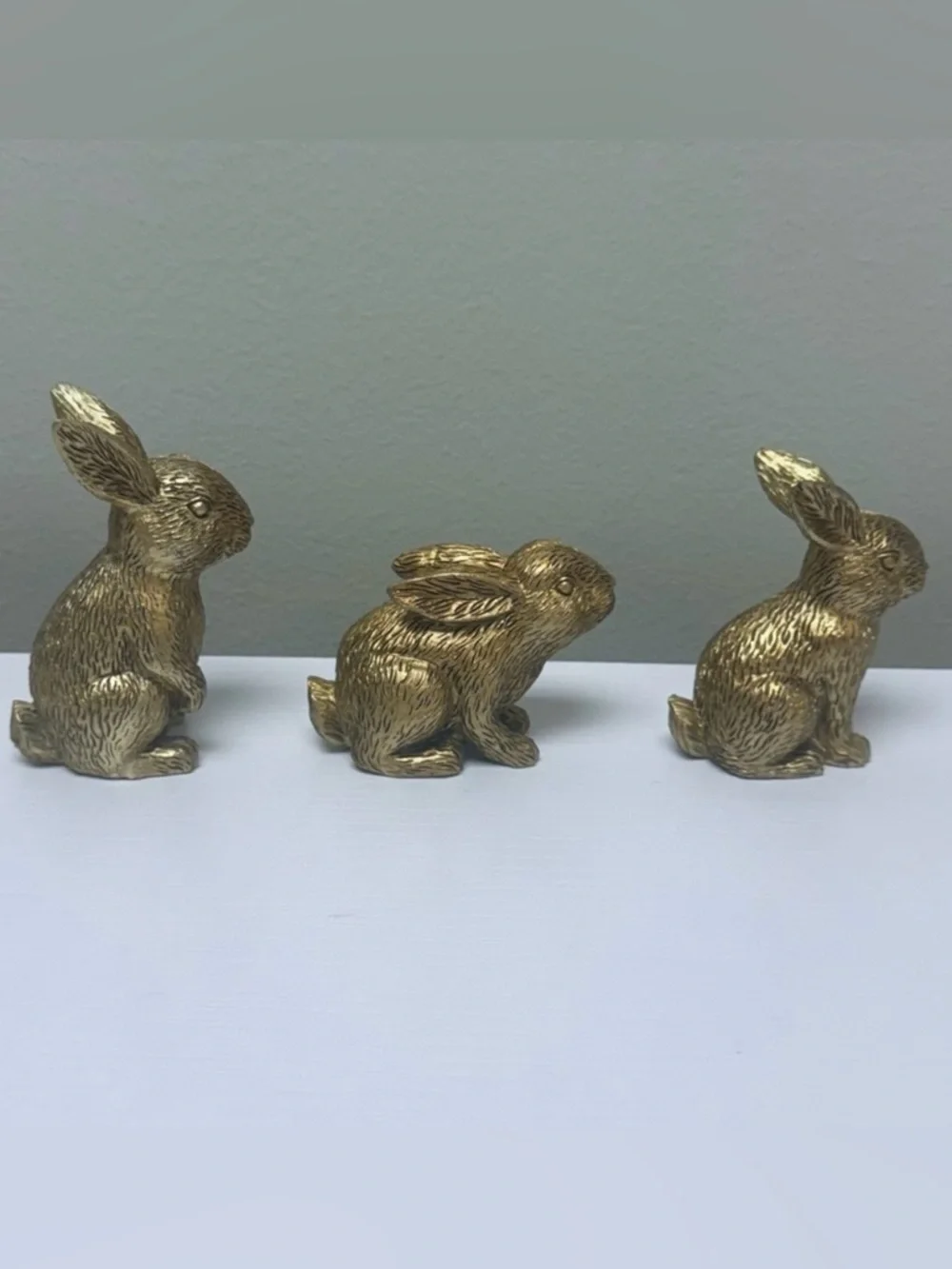 NEW Target Bullseyes Playground Full Set of 3 Small Gold Resin Figural Bunnies